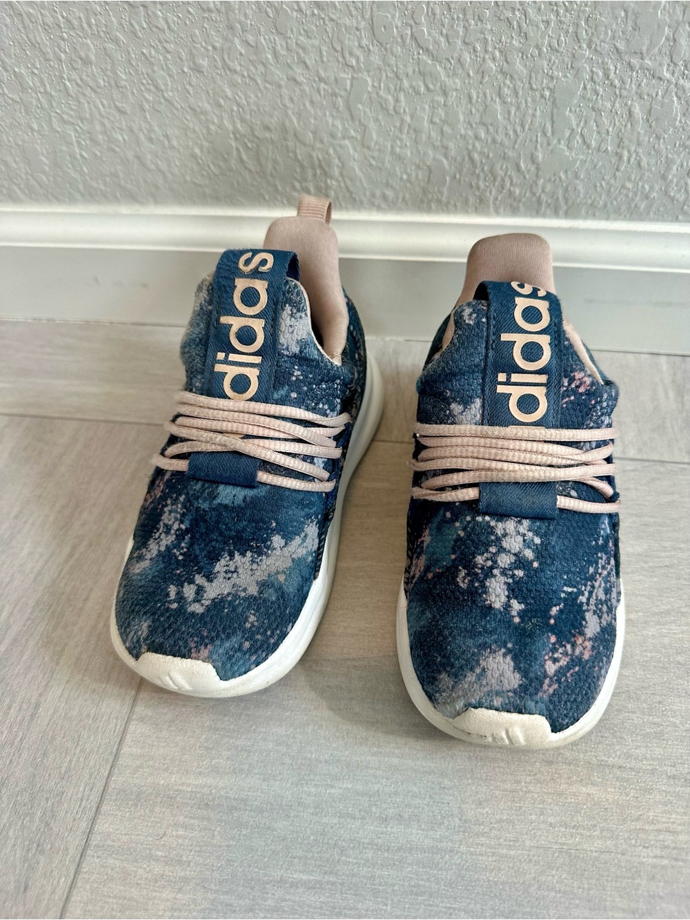 adidas Navy Tie-Dye Slip-On Sneakers with Blush Accents